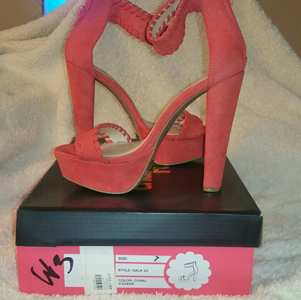 Coral colored platform heels